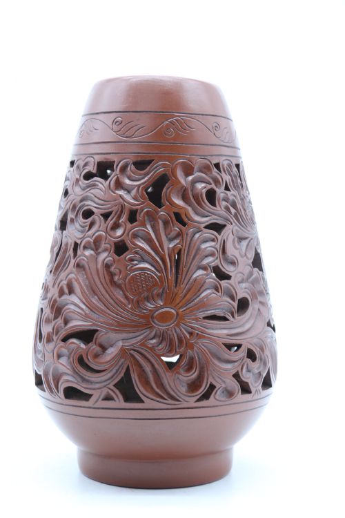 CHINESE YIXING RETICULATED 19TH CENTURY PAIR OF POTTERY VASES - ADDITIONAL PHOTO 17