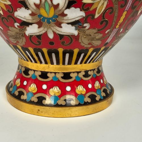 PAIR OF CHINESE CLOISONN AND ENAMEL VASES HIGHLY DECORATIVE - ADDITIONAL PHOTO 16