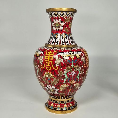PAIR OF CHINESE CLOISONN AND ENAMEL VASES HIGHLY DECORATIVE - ADDITIONAL PHOTO 3