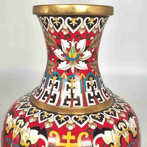PAIR OF CHINESE CLOISONN AND ENAMEL VASES HIGHLY DECORATIVE - ADDITIONAL PHOTO 12