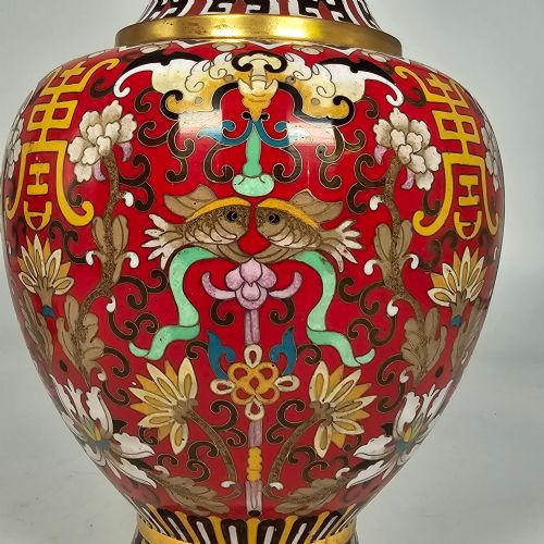 PAIR OF CHINESE CLOISONN AND ENAMEL VASES HIGHLY DECORATIVE - ADDITIONAL PHOTO 14