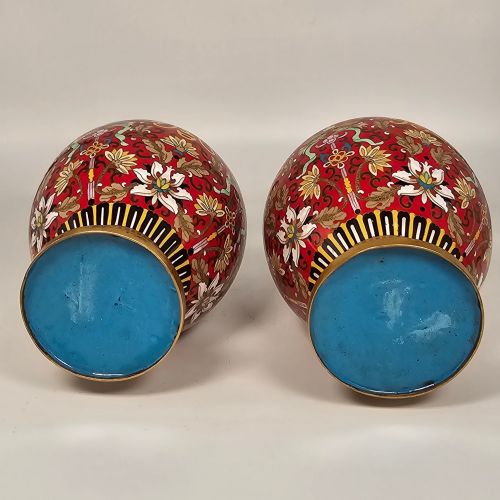 PAIR OF CHINESE CLOISONN AND ENAMEL VASES HIGHLY DECORATIVE - ADDITIONAL PHOTO 18