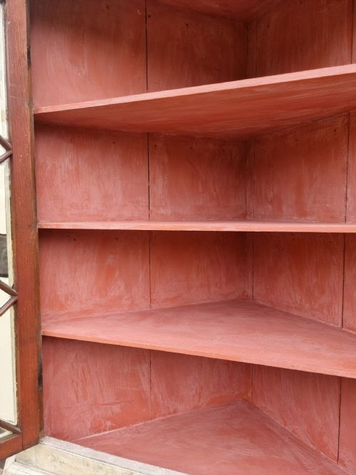 18TH CENTURY PAINTED 2 PART CORNER CUPBOARD CIRCA 1790 ENGLISH - ADDITIONAL PHOTO 3