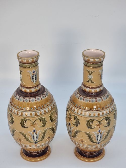 A PAIR OF GERMAN METTLACH POTTERY VASES CIRCA 1890 - ADDITIONAL PHOTO 2