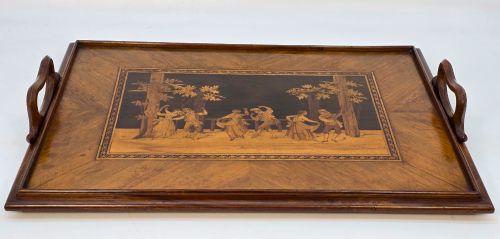 REVERSABLE CHESS BOARD AND SORRENTO WARE TRAY WITH BRONZE CHESS PIECES C1880 - ADDITIONAL PHOTO 6