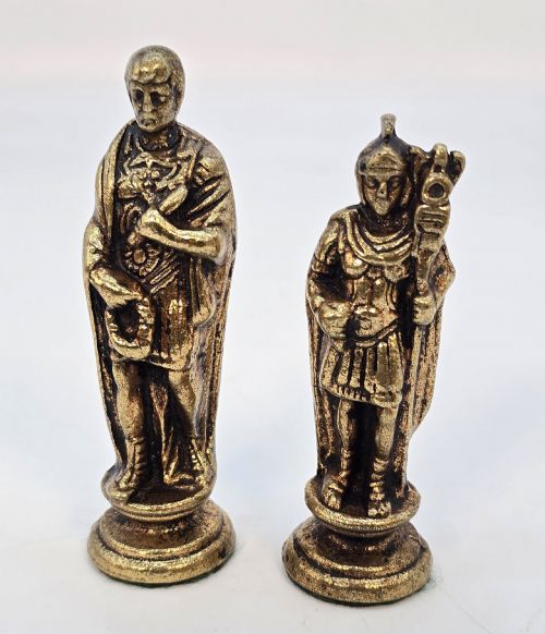 REVERSABLE CHESS BOARD AND SORRENTO WARE TRAY WITH BRONZE CHESS PIECES C1880 - ADDITIONAL PHOTO 12