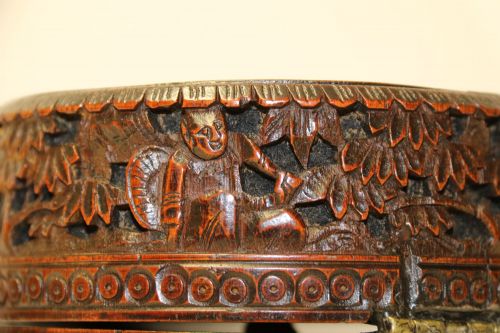 A 19TH CENTURY CARVED CHINESE BAMBOO TEA CADDY C1890 - ADDITIONAL PHOTO 5