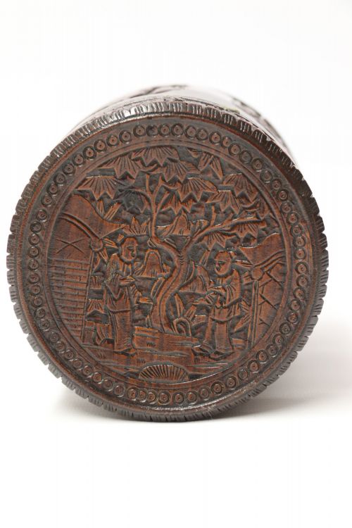 A 19TH CENTURY CARVED CHINESE BAMBOO TEA CADDY C1890 - ADDITIONAL PHOTO 11