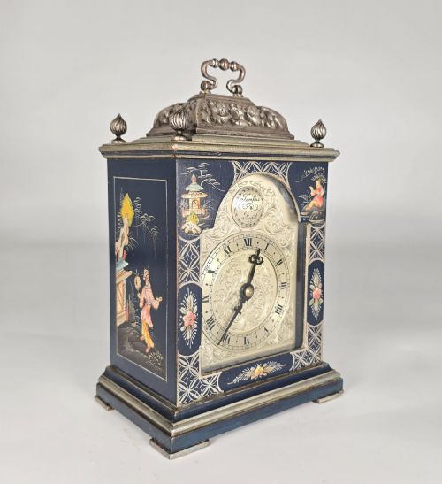 fig 1. A rare miniature blue lacquer and chinoiserie bracket clock