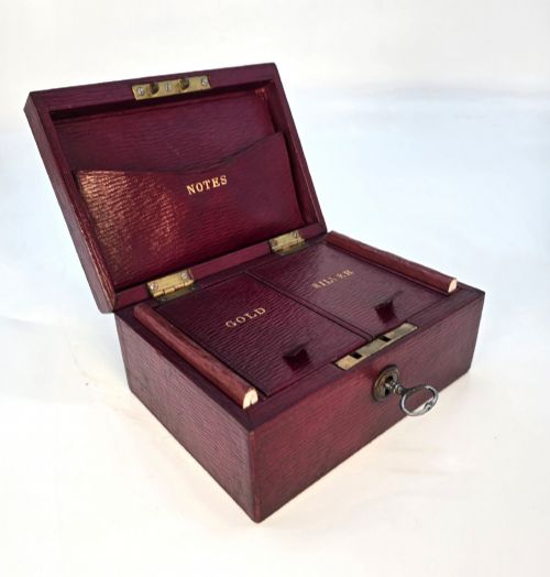 A Late Victorian Bullion Box in Red Moroccan Leather