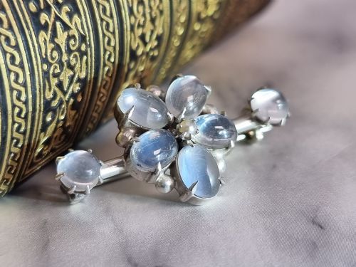 Arts and Crafts Moonstone and Silver Brooch Circa 1900