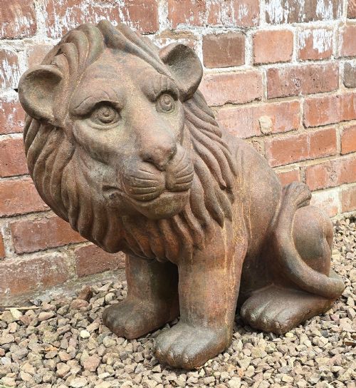 A LARGE PAIR OF ITALIAN HAND SCULPTED TERRACOTTA LIONS C1910 - ADDITIONAL PHOTO 7