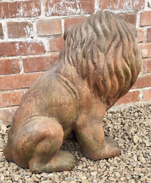 A LARGE PAIR OF ITALIAN HAND SCULPTED TERRACOTTA LIONS C1910 - ADDITIONAL PHOTO 9