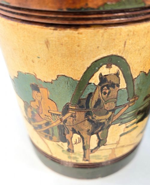 A PAIR OF TREEN RUSSIAN TOBACCO CONTAINERS WITH CARVED AND PAINTED DECORATION CIRCA 1890 - ADDITIONAL PHOTO 11