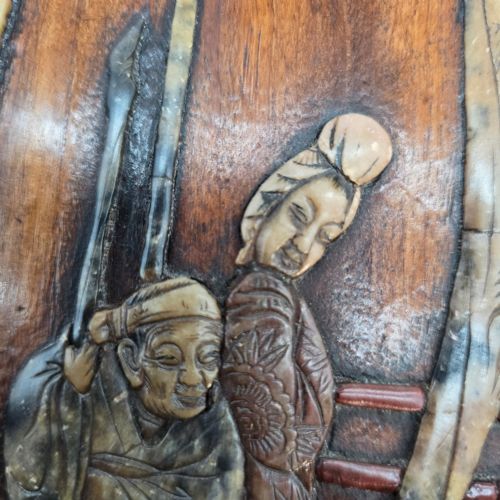 A 19TH C CHINESE CARVED STONE FRAMED PICTURE - ADDITIONAL PHOTO 12