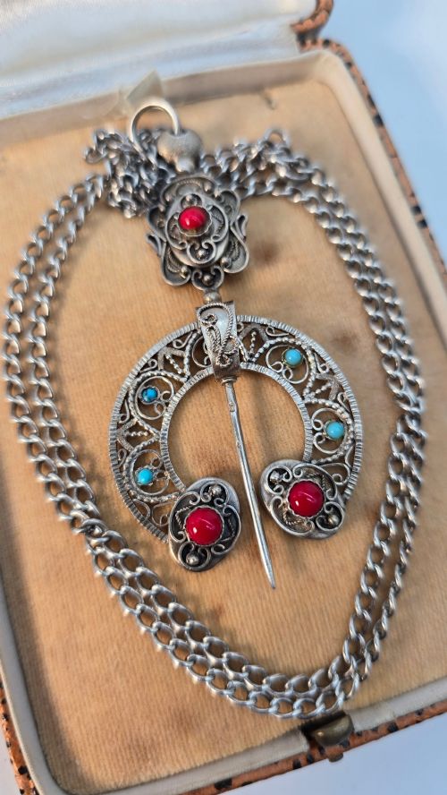 A FRENCH SILVER PENDANT AND CHAIN IN A OTTOMAN STYLE CIRCA 1880 - ADDITIONAL PHOTO 10