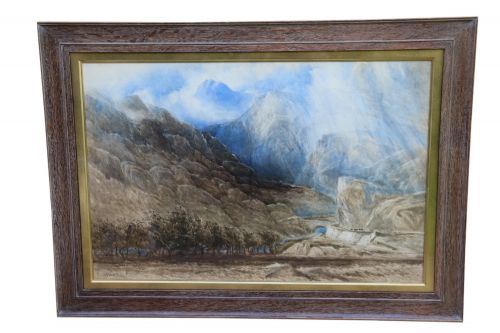 19TH CENTURY WATERCOLOUR THE PASS OF LLANBERIS NORTH WALES BY HENRY MARTIN POPE