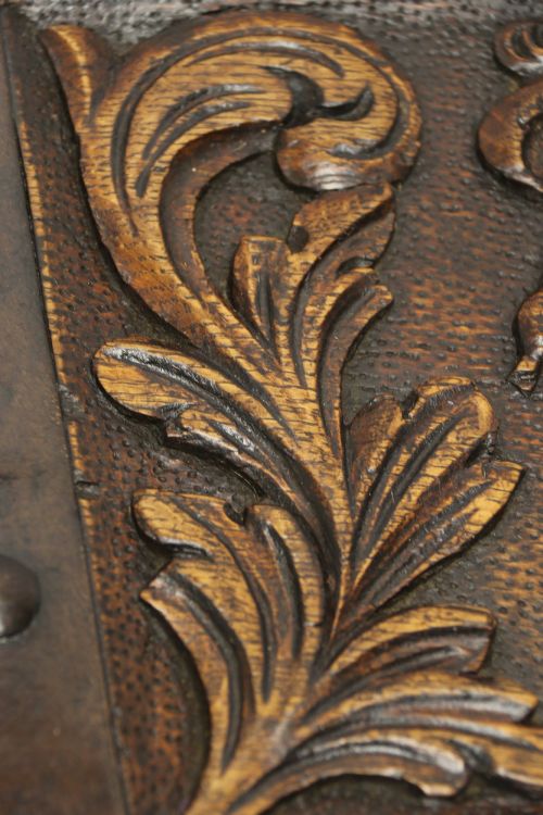 A SHIPS CARVED OAK AND STEEL BOUND STRONG BOX CIRCA 1840 - ADDITIONAL PHOTO 12