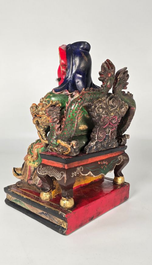 CHINESE CARVED LACQUERED AND HAND PAINTED FIGURE OF A WEALTHY SCHOLAR - ADDITIONAL PHOTO 3