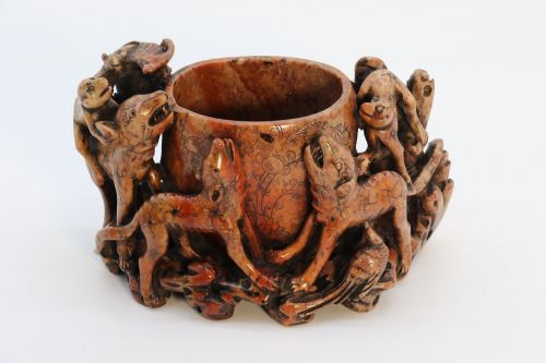 CHINESE CARVED SOAPSTONE BRUSH POT - ADDITIONAL PHOTO 2