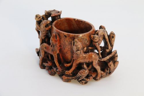 CHINESE CARVED SOAPSTONE BRUSH POT - ADDITIONAL PHOTO 3
