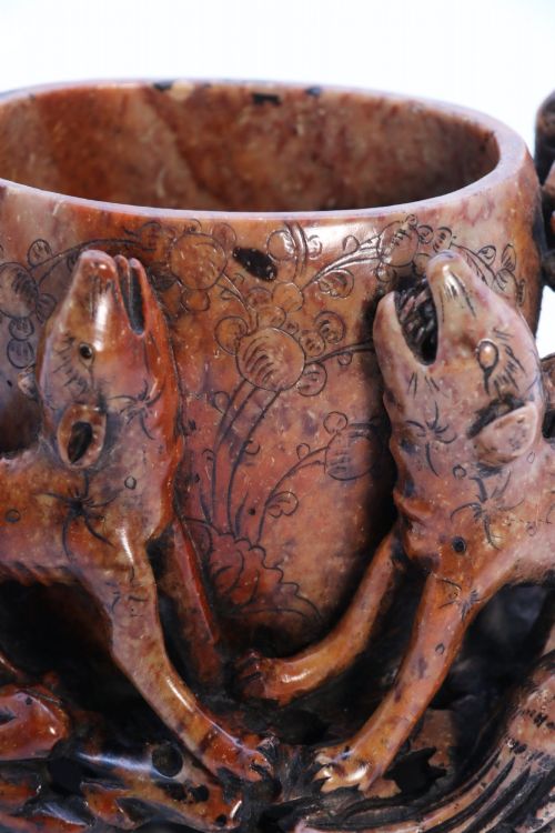 CHINESE CARVED SOAPSTONE BRUSH POT - ADDITIONAL PHOTO 13