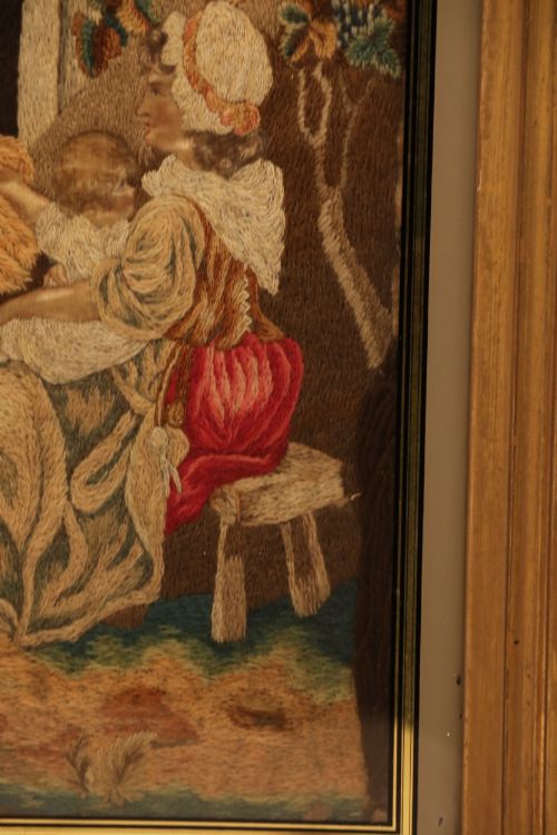 19TH C NEEDLEWORK AND HAND PAINTED SILK PICTURE ENGLISH CIRCA 1830 - ADDITIONAL PHOTO 2