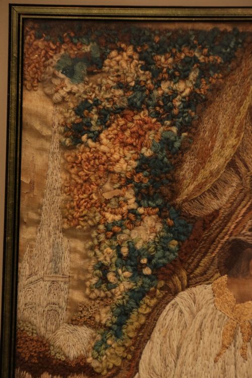 19TH C NEEDLEWORK AND HAND PAINTED SILK PICTURE ENGLISH CIRCA 1830 - ADDITIONAL PHOTO 4