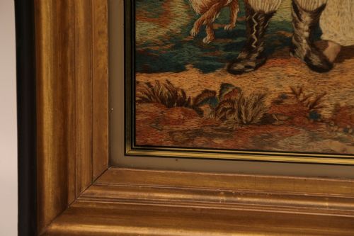 19TH C NEEDLEWORK AND HAND PAINTED SILK PICTURE ENGLISH CIRCA 1830 - ADDITIONAL PHOTO 9