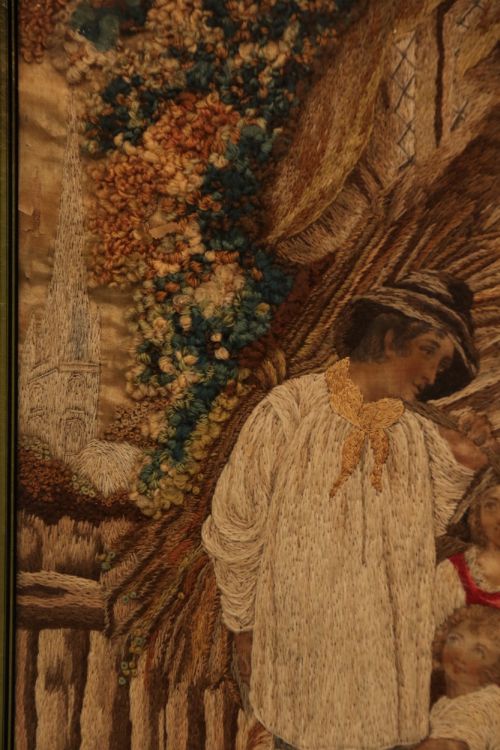 19TH C NEEDLEWORK AND HAND PAINTED SILK PICTURE ENGLISH CIRCA 1830 - ADDITIONAL PHOTO 11