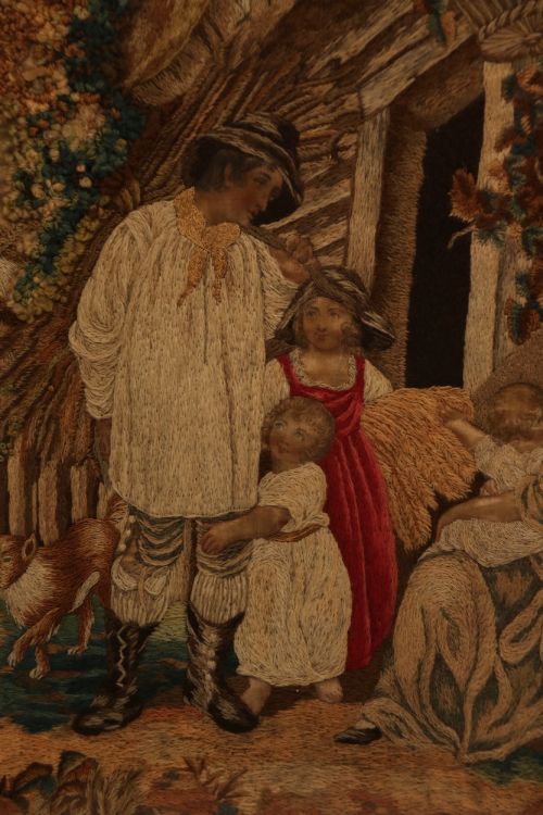 19TH C NEEDLEWORK AND HAND PAINTED SILK PICTURE ENGLISH CIRCA 1830 - ADDITIONAL PHOTO 12