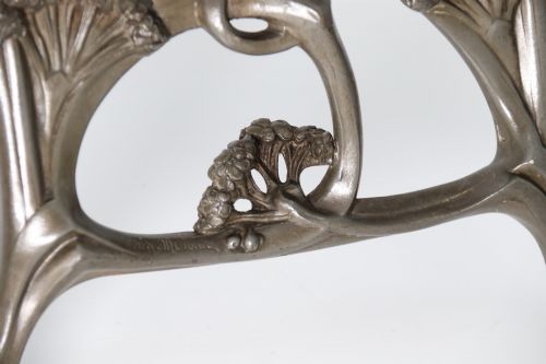 ANTIQUE FRENCH ART NOUVEAU PEWTER TABLE MIRROR BY LOUIS AUGUSTE MOREAU CIRCA 1890 - ADDITIONAL PHOTO 2