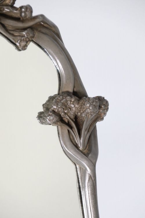 ANTIQUE FRENCH ART NOUVEAU PEWTER TABLE MIRROR BY LOUIS AUGUSTE MOREAU CIRCA 1890 - ADDITIONAL PHOTO 4