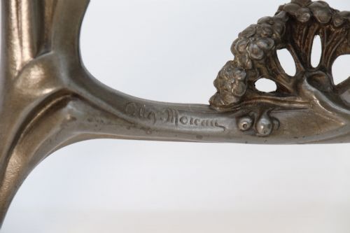 ANTIQUE FRENCH ART NOUVEAU PEWTER TABLE MIRROR BY LOUIS AUGUSTE MOREAU CIRCA 1890 - ADDITIONAL PHOTO 5