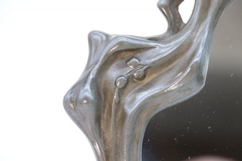 ANTIQUE FRENCH ART NOUVEAU PEWTER TABLE MIRROR BY LOUIS AUGUSTE MOREAU CIRCA 1890 - ADDITIONAL PHOTO 7