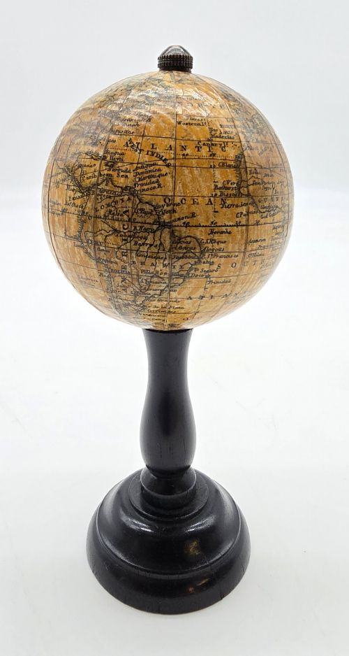 ENGLISH MINIATURE DESK GLOBE ON EBONY STAND CIRCA 1930 - ADDITIONAL PHOTO 7