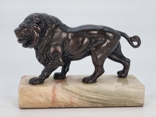 French Bronze Study of a Prowling Lion on Onyx Base, Circa 1900