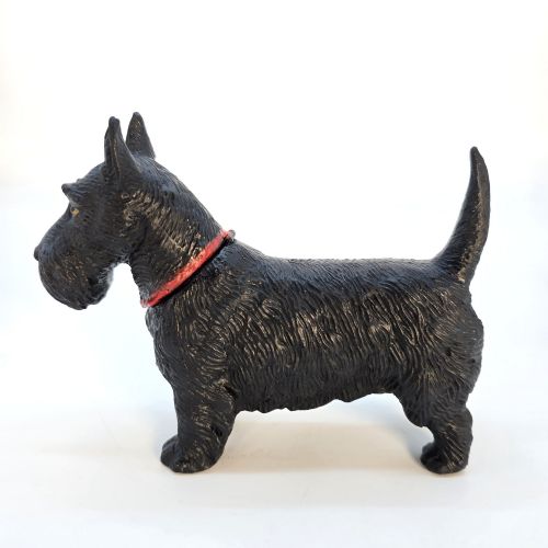 ANTIQUE 1920S HAND PAINTED SCOTTIE DOG TABLE LIGHTER IN CAST METAL - ADDITIONAL PHOTO 4