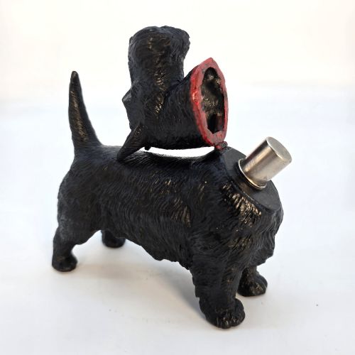 ANTIQUE 1920S HAND PAINTED SCOTTIE DOG TABLE LIGHTER IN CAST METAL - ADDITIONAL PHOTO 7