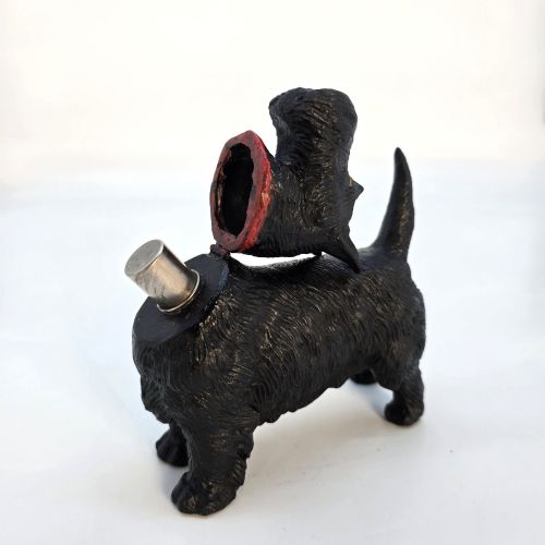 ANTIQUE 1920S HAND PAINTED SCOTTIE DOG TABLE LIGHTER IN CAST METAL - ADDITIONAL PHOTO 8