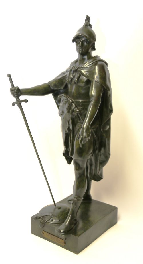 Late 19th C French bronze figure of a victorious Roman soldier by Émile Louis Picault (1833–1915)