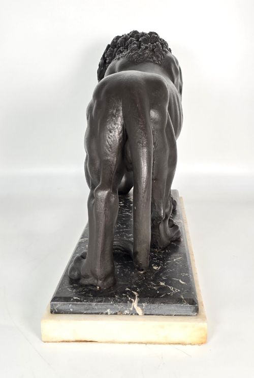 ANTIQUE MID 19TH C GRAND TOUR MEDICI LION SCULPTURE ON MARBLE PLINTH - ADDITIONAL PHOTO 8