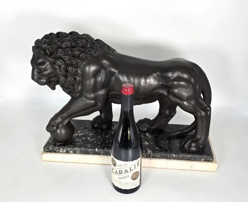 ANTIQUE MID 19TH C GRAND TOUR MEDICI LION SCULPTURE ON MARBLE PLINTH - ADDITIONAL PHOTO 13