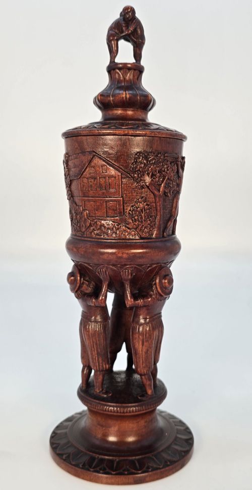 19TH C SWISS BRIENZ CARVED WALNUT LIDDED CHALICE CIRCA 1880 - ADDITIONAL PHOTO 1