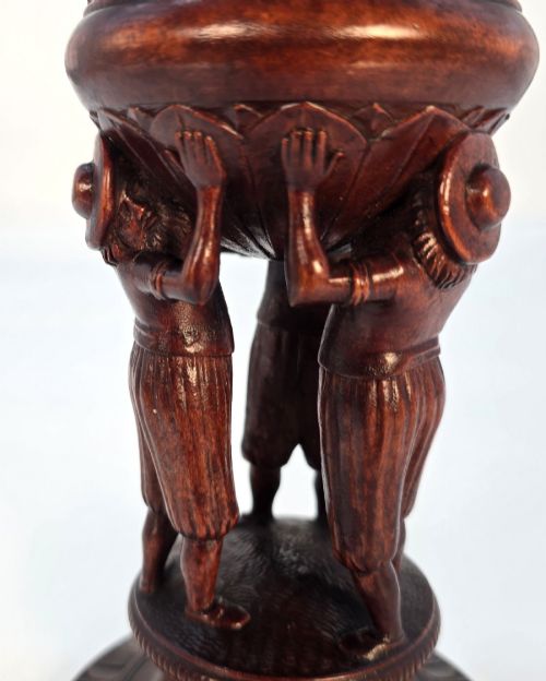 19TH C SWISS BRIENZ CARVED WALNUT LIDDED CHALICE CIRCA 1880 - ADDITIONAL PHOTO 9