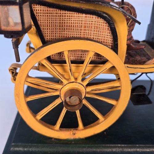 RARE SCRATCH BUILT FOLK ART WOODEN MODEL OF A PARIS CHAISE CARRIAGE HORSE DRIVER SIGNED DATED 1928 - ADDITIONAL PHOTO 7