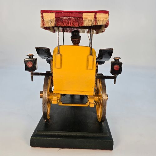 RARE SCRATCH BUILT FOLK ART WOODEN MODEL OF A PARIS CHAISE CARRIAGE HORSE DRIVER SIGNED DATED 1928 - ADDITIONAL PHOTO 9