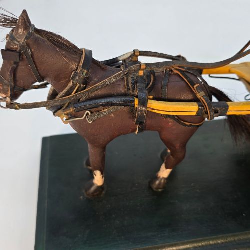 RARE SCRATCH BUILT FOLK ART WOODEN MODEL OF A PARIS CHAISE CARRIAGE HORSE DRIVER SIGNED DATED 1928 - ADDITIONAL PHOTO 11
