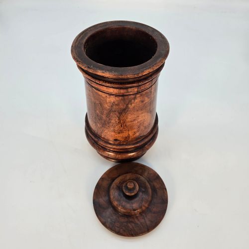 ANTIQUE LARGE 18TH C ENGLISH WALNUT TREEN TOBACCO JAR C1790 - ADDITIONAL PHOTO 4