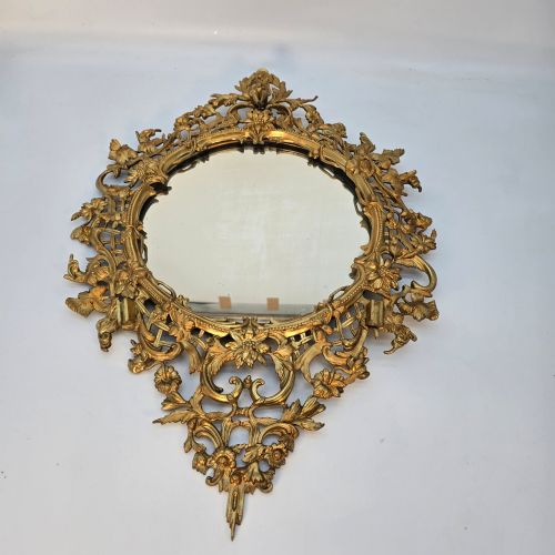 ANTIQUE FRENCH 19TH CENTURY ORMOLU WALL MIRROR WITH SIX BRANCH CANDELABRA CIRCA 1860 - ADDITIONAL PHOTO 10